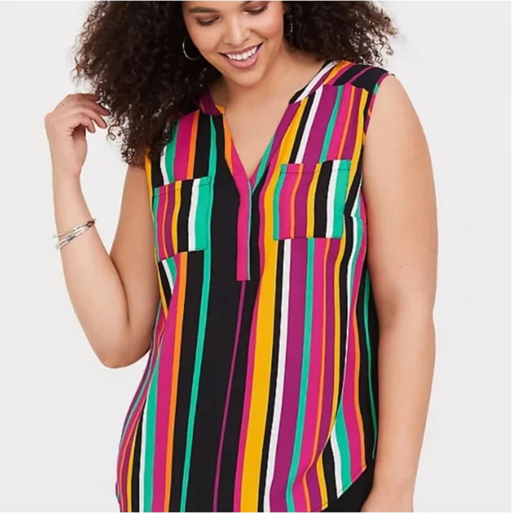 torrid Multicolor Vertical Stripe Sleeveless Blouse